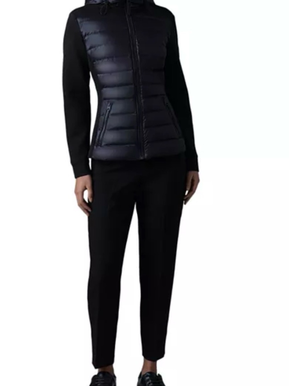 Mackage Women’s Della Hooded Mixed Media Jacket Puffer Hybrid Hooded Jacket Sz L - Picture 5 of 16